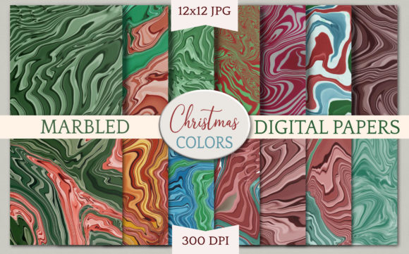 Digital Papers - Marble Christmas Colors: A Modern Twist on Holiday Design